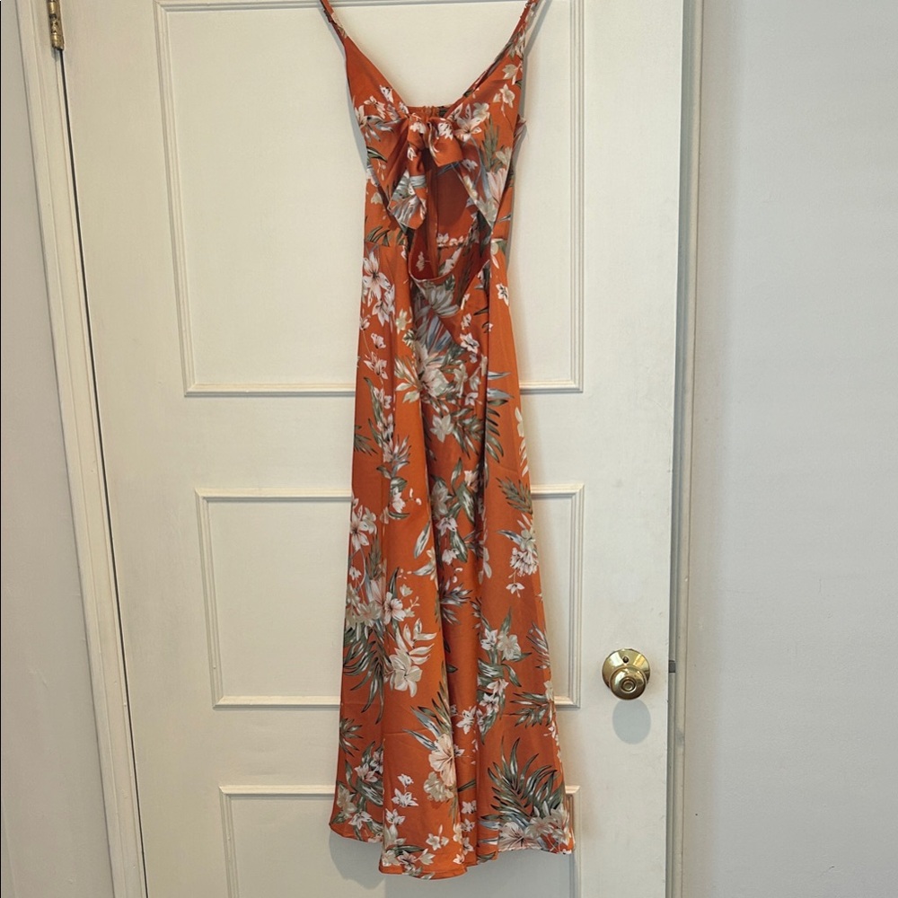 Petal & Pup Orange Floral Midi Dress